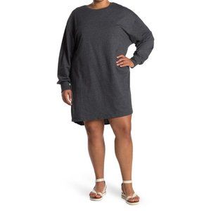 STITCHDROP Knit Woven Back Long Sleeve Dress Plus